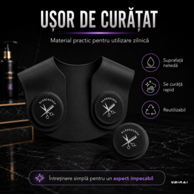 Guler Profesional BIRAI din Silicon pentru Tuns și Vopsit, Impermeabil, Negru, 56 × 41 cm - imagine 4