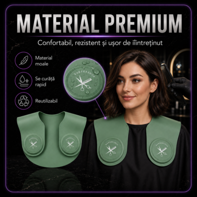 Guler Profesional BIRAI din Silicon pentru Tuns și Vopsit, Impermeabil, Verde, 56 × 41 cm - imagine 4