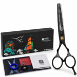 Foarfeca Profesionala de Filat BIRAI® Titan, Otel Japonez 440C, 60-63 HRC, Ergonomica, Negru