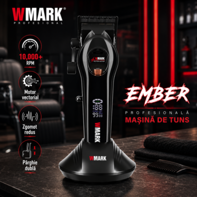 Masina de Tuns Profesionala BIRAI® Ember WMARK, Motor Vectorial 10.000 RPM, Autonomie 240 Min, Ecran LED, Baza Incarcare, Negru - imagine 4
