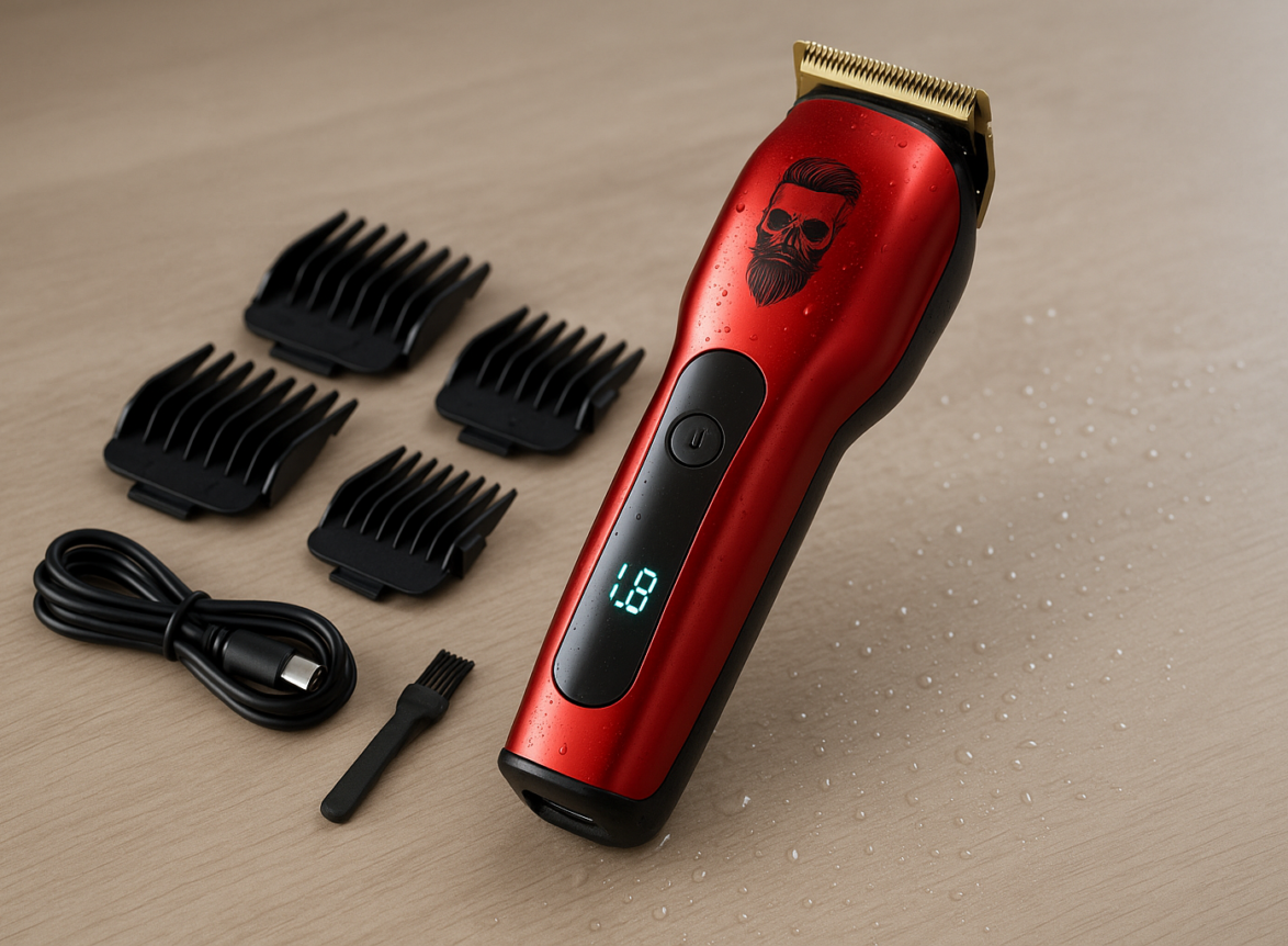 Masina De Tuns Profesionala BIRAI Elite, 7000 RPM, Acumulator, Afisaj LED, Lame Titan, Waterproof, Rosu – Masina de tuns waterproof: 5 mituri care te pot pacali