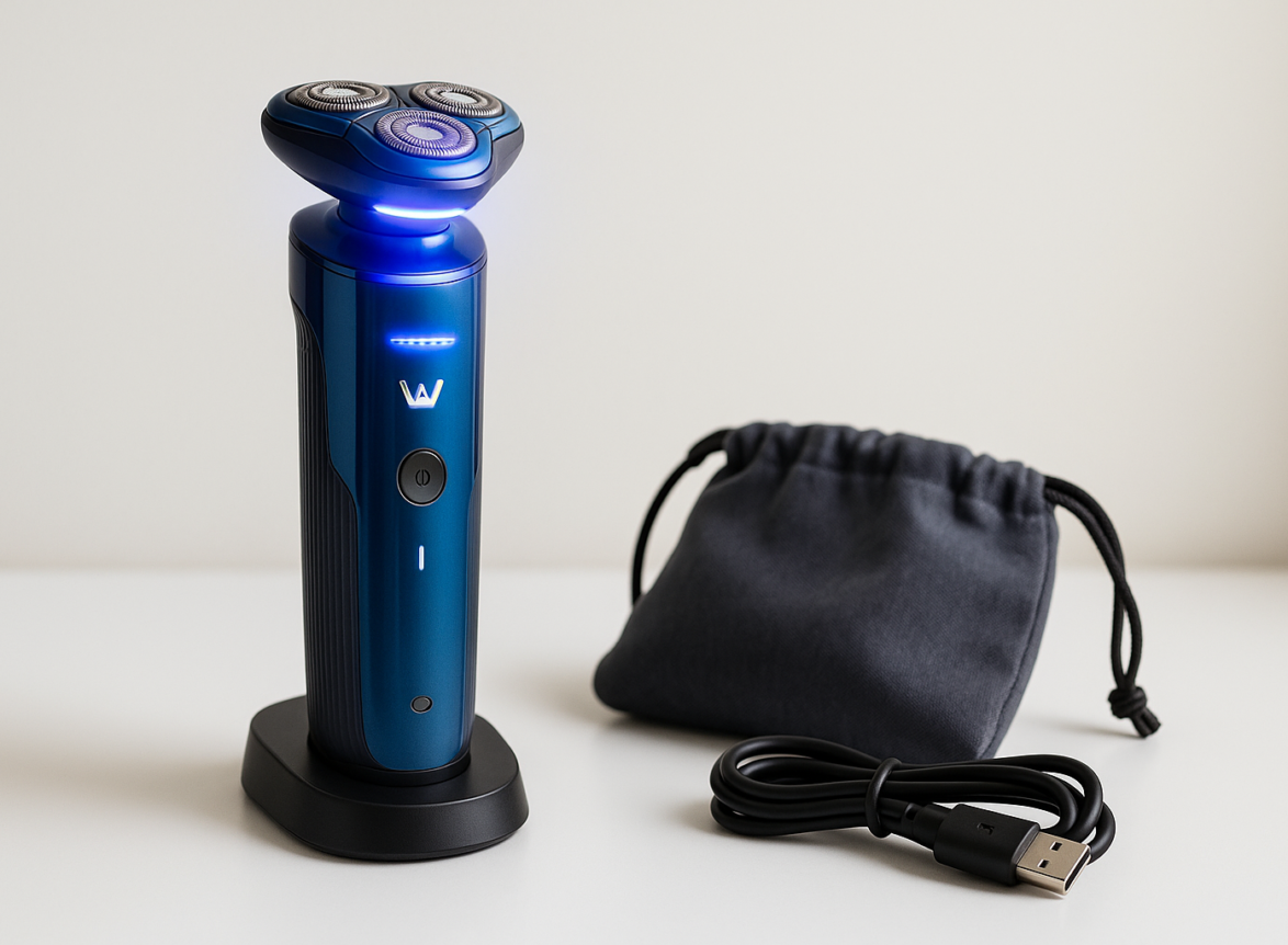 Aparat De Ras Electric Profesional BIRAI MagLev Velocity, Igienizare prin lumina ultravioleta (UV),10.000 RPM, Wet & Dry, IPX7, Albastru – Shaver UV: 5 Greseli care Strica Igiena Aparatului